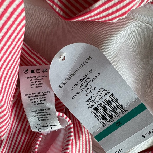 Jessica Simpson Rose Seersucker Ruffle Swim Dress NWT - Picture 3 of 4